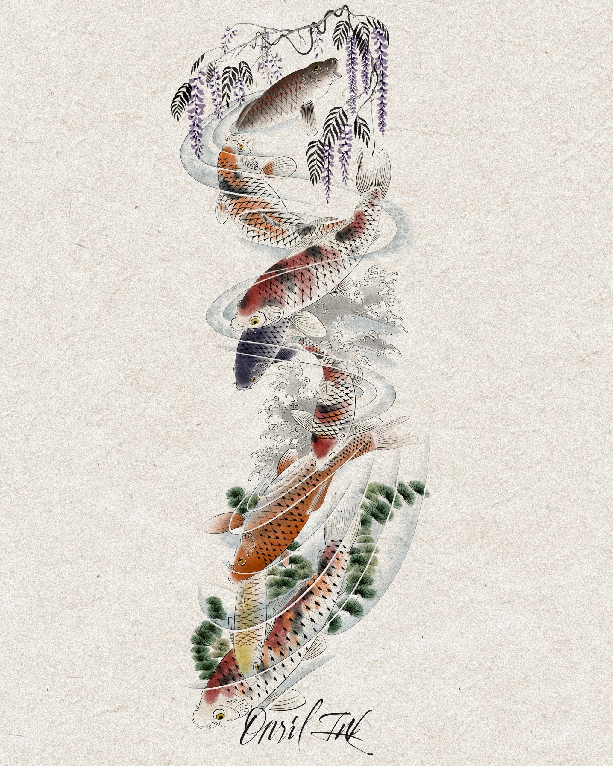 Koi and Wisteria