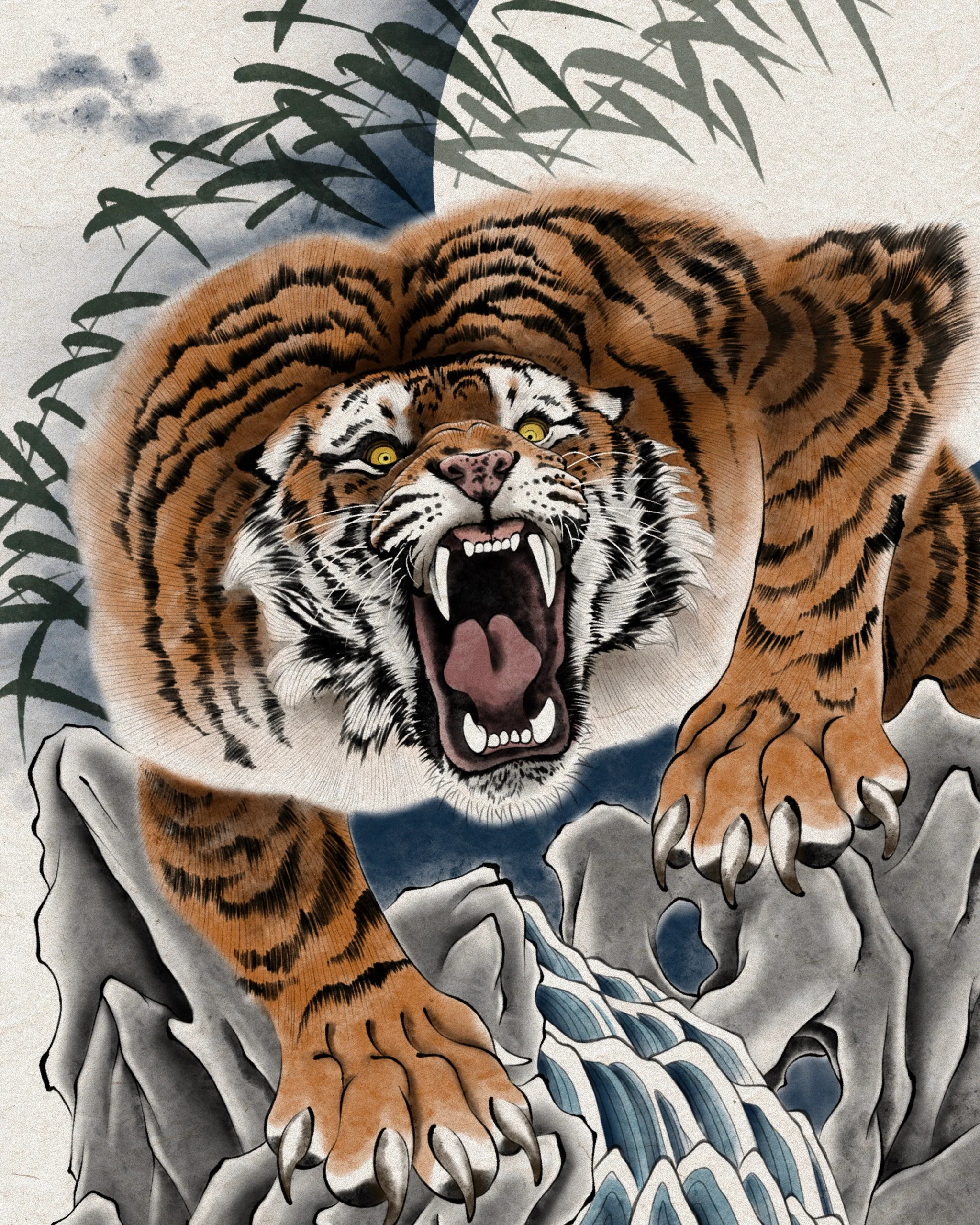 Tiger — Korean traditional tattoo by Onsil, color design