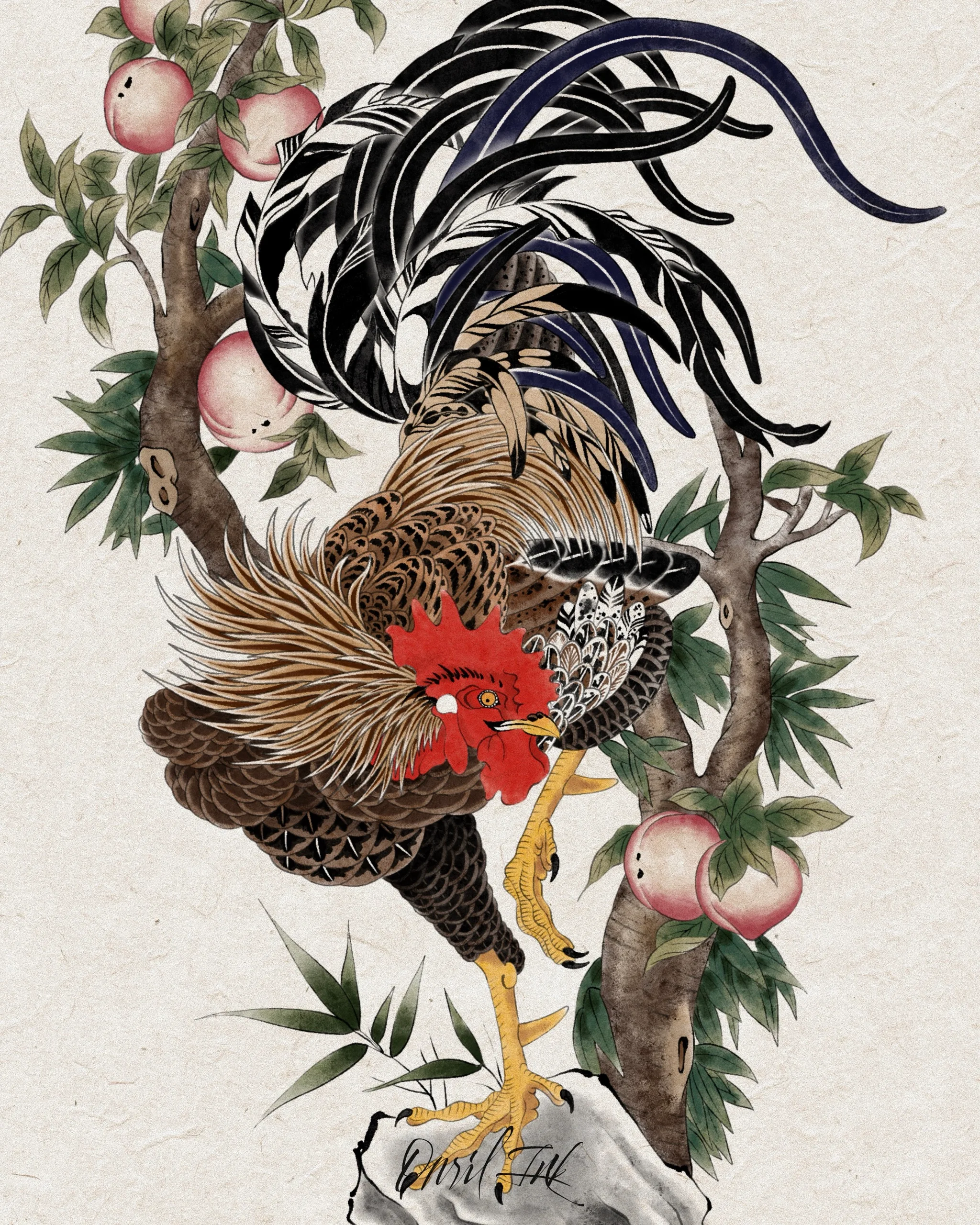 Rooster Family — Rooster tattoo detail