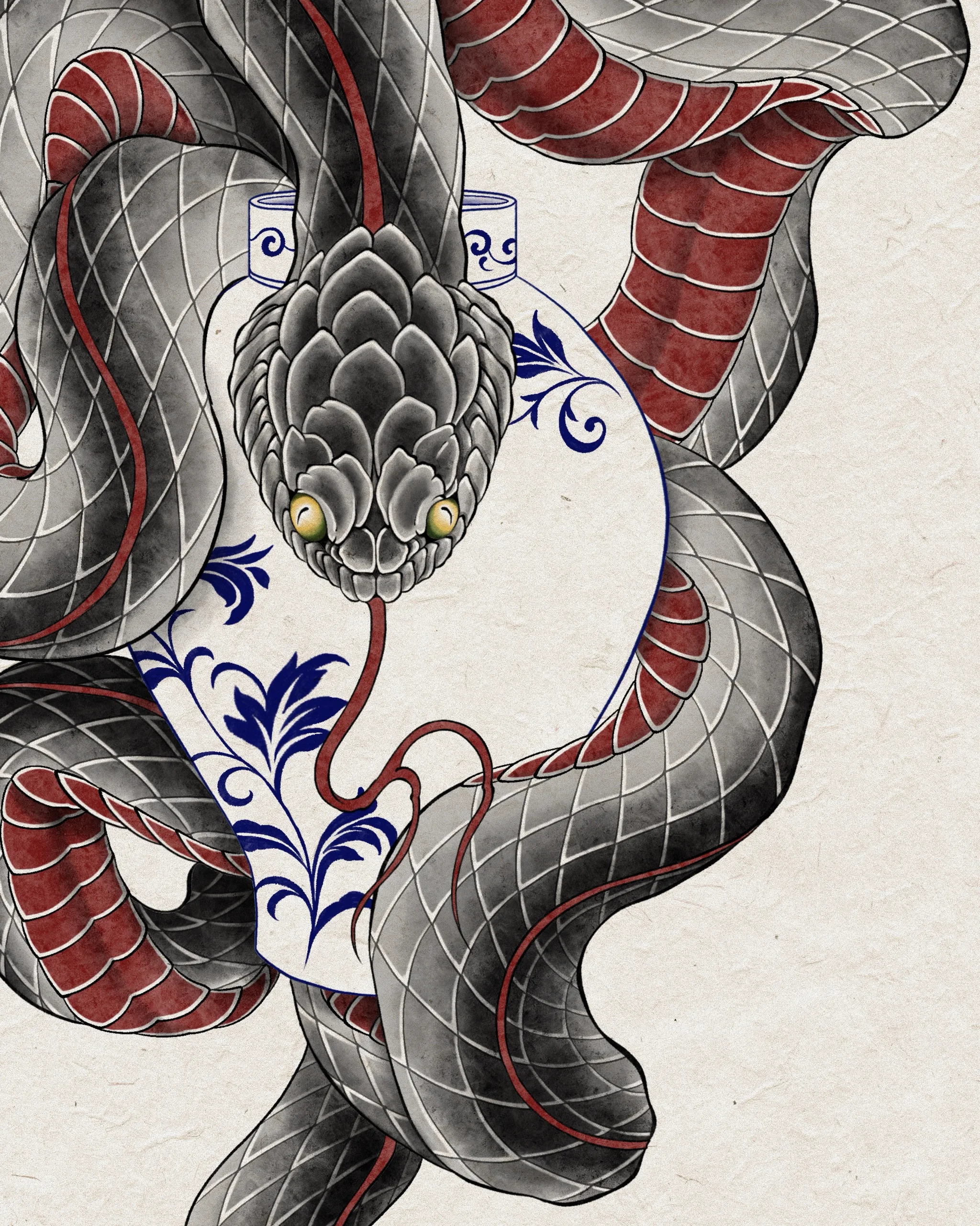 Snake & Porcelain — Snake tattoo detail
