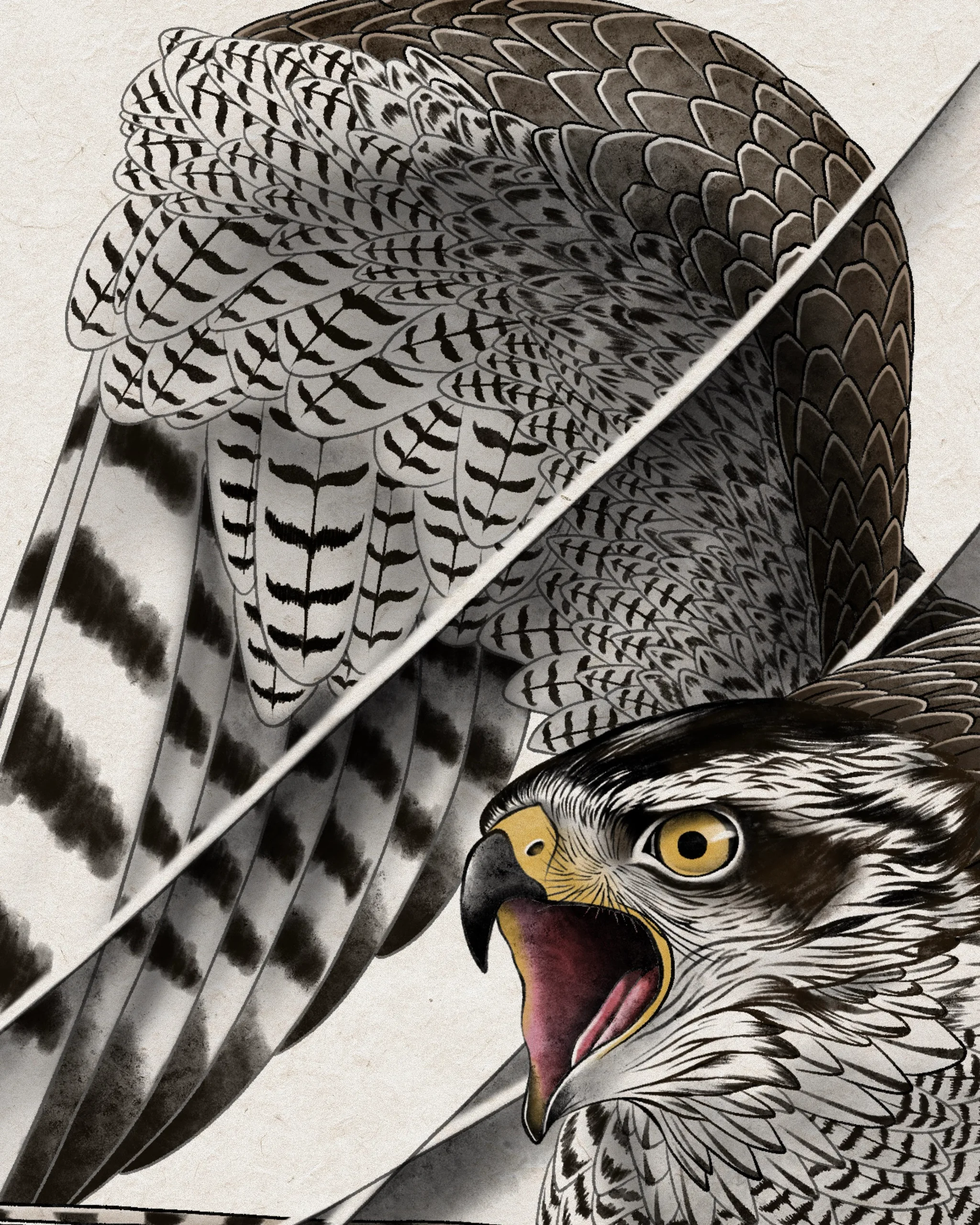 Falcon — Falcon tattoo detail