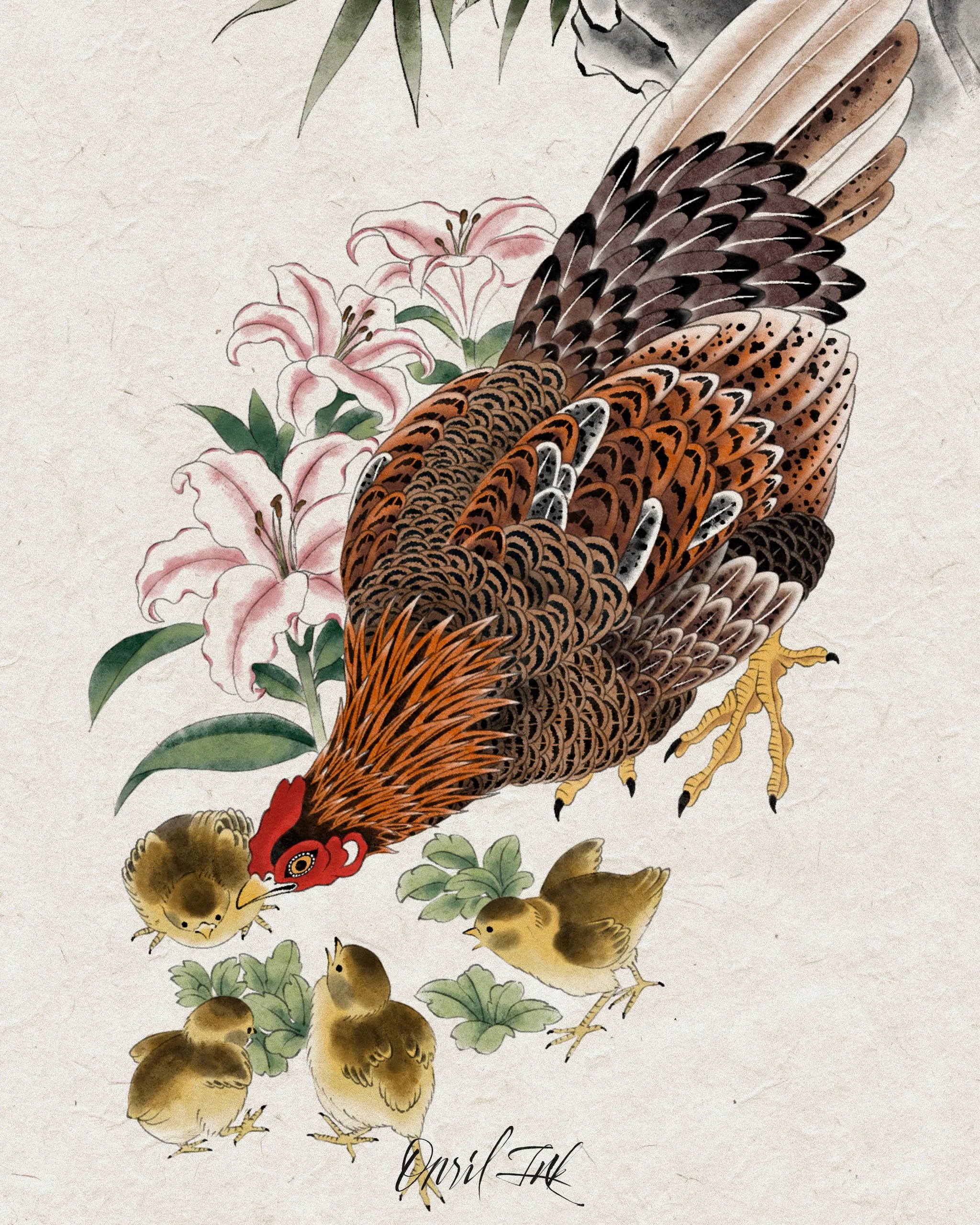 Rooster Family — Rooster tattoo detail