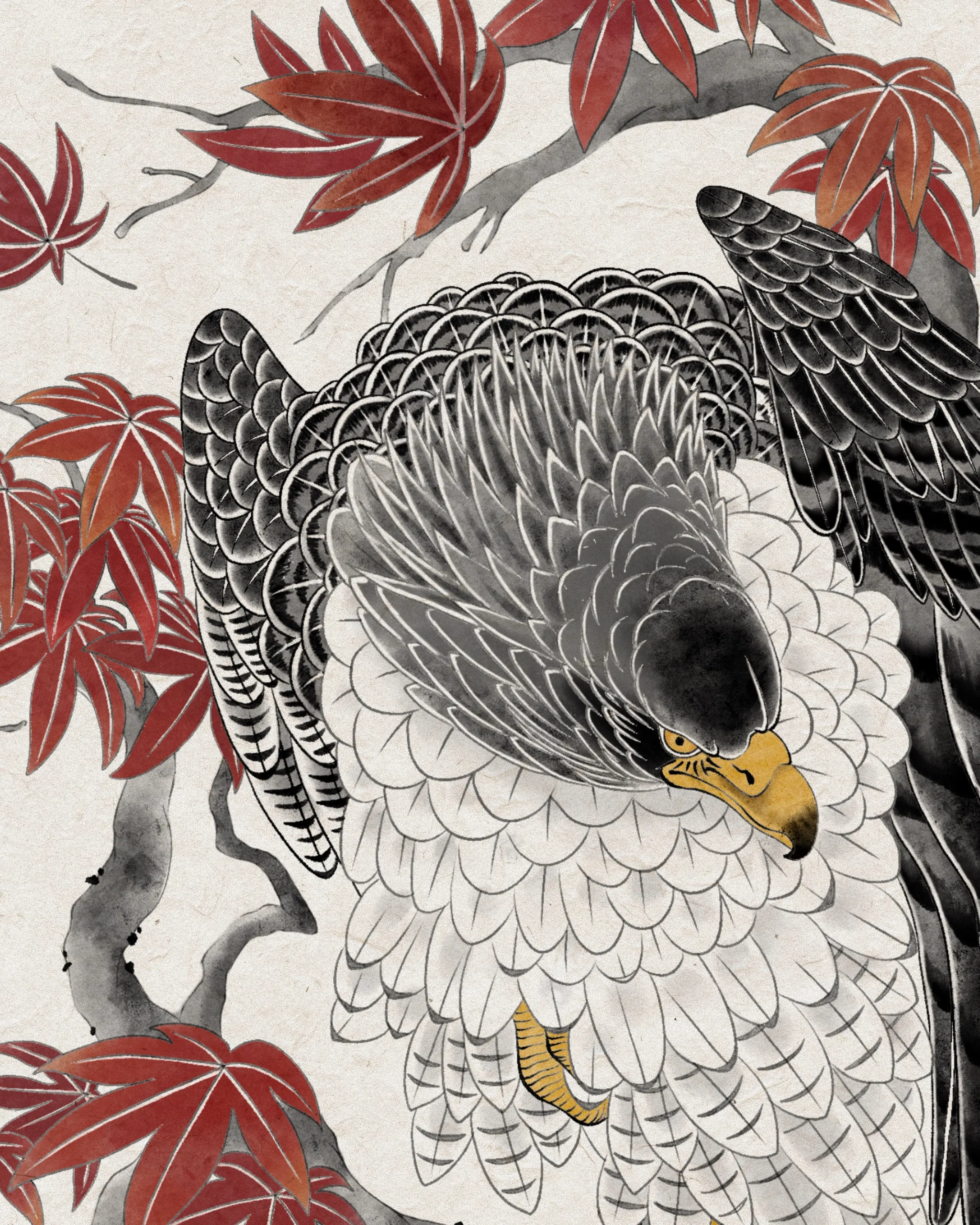 Eagle & Red Maple — Eagle tattoo detail