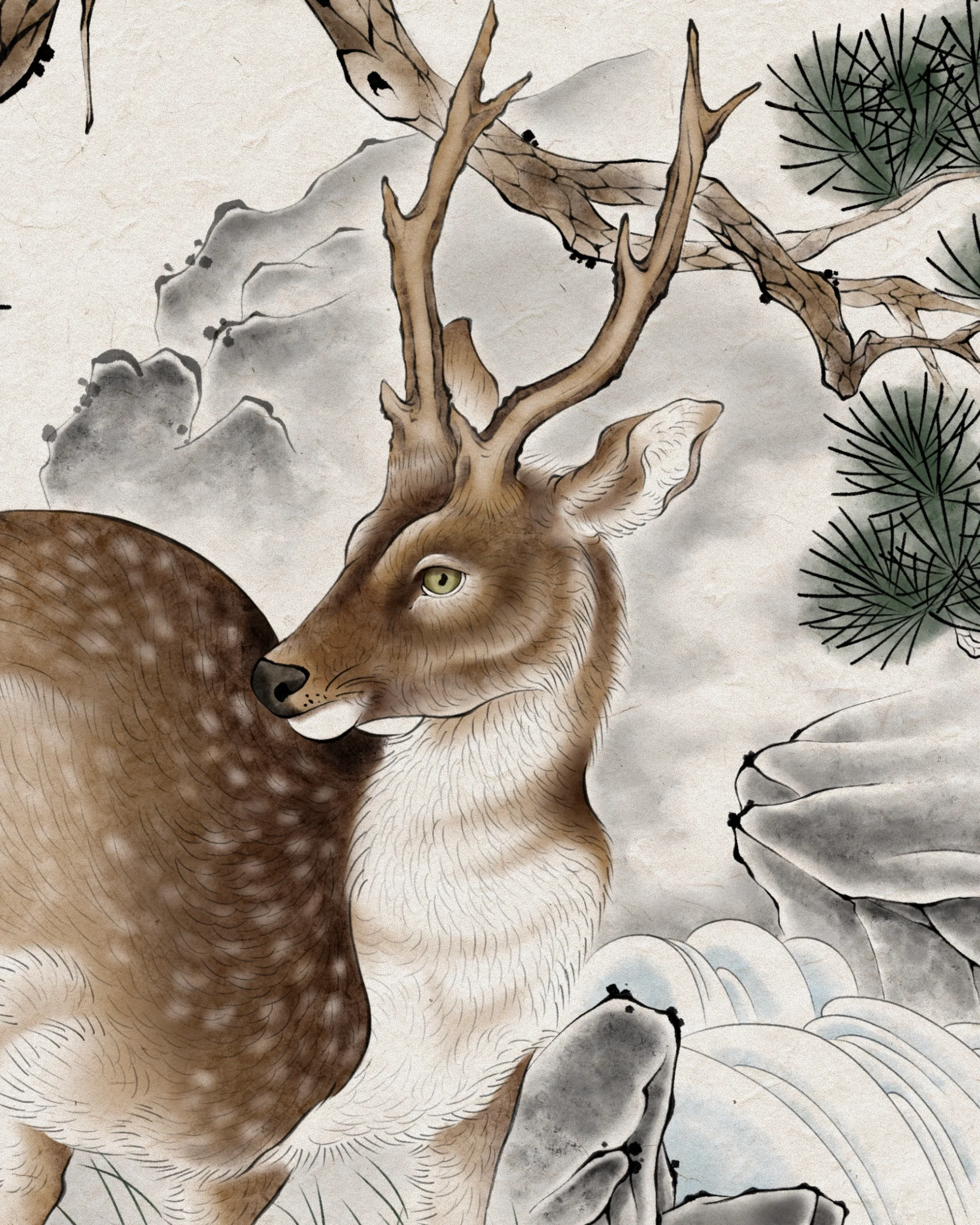 Deer Beneath the Pine — Deer tattoo detail