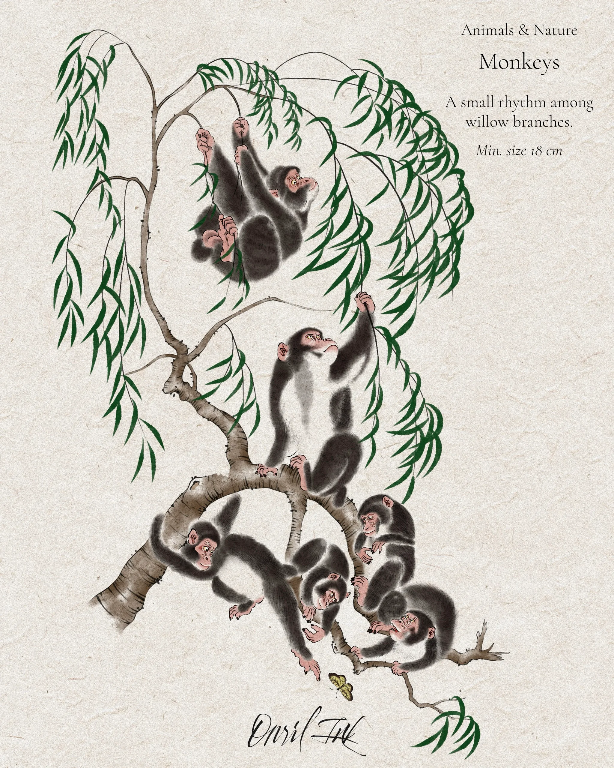 Monkeys Among Willows — Monkeys tattoo detail