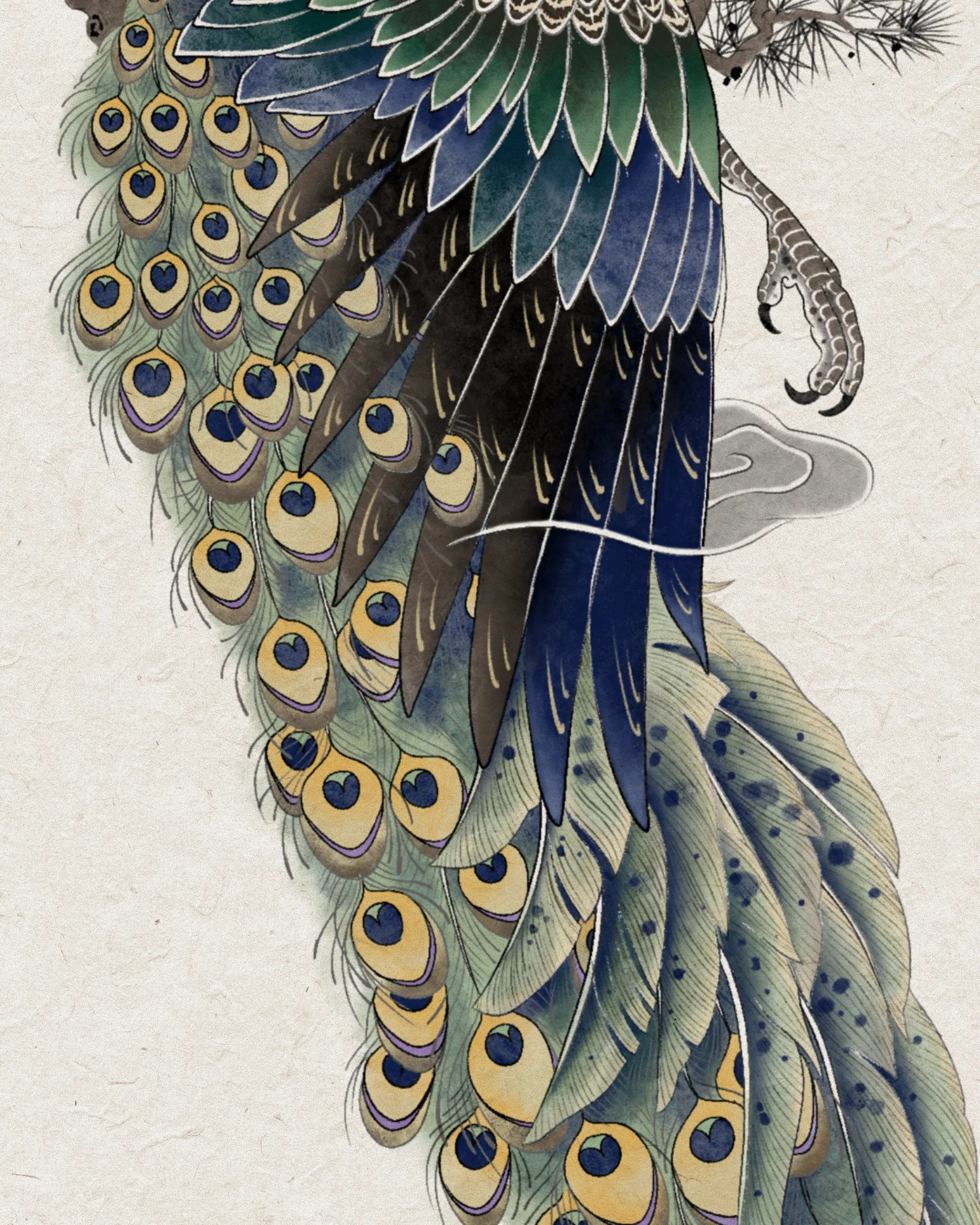 Peacock — Peacock tattoo detail