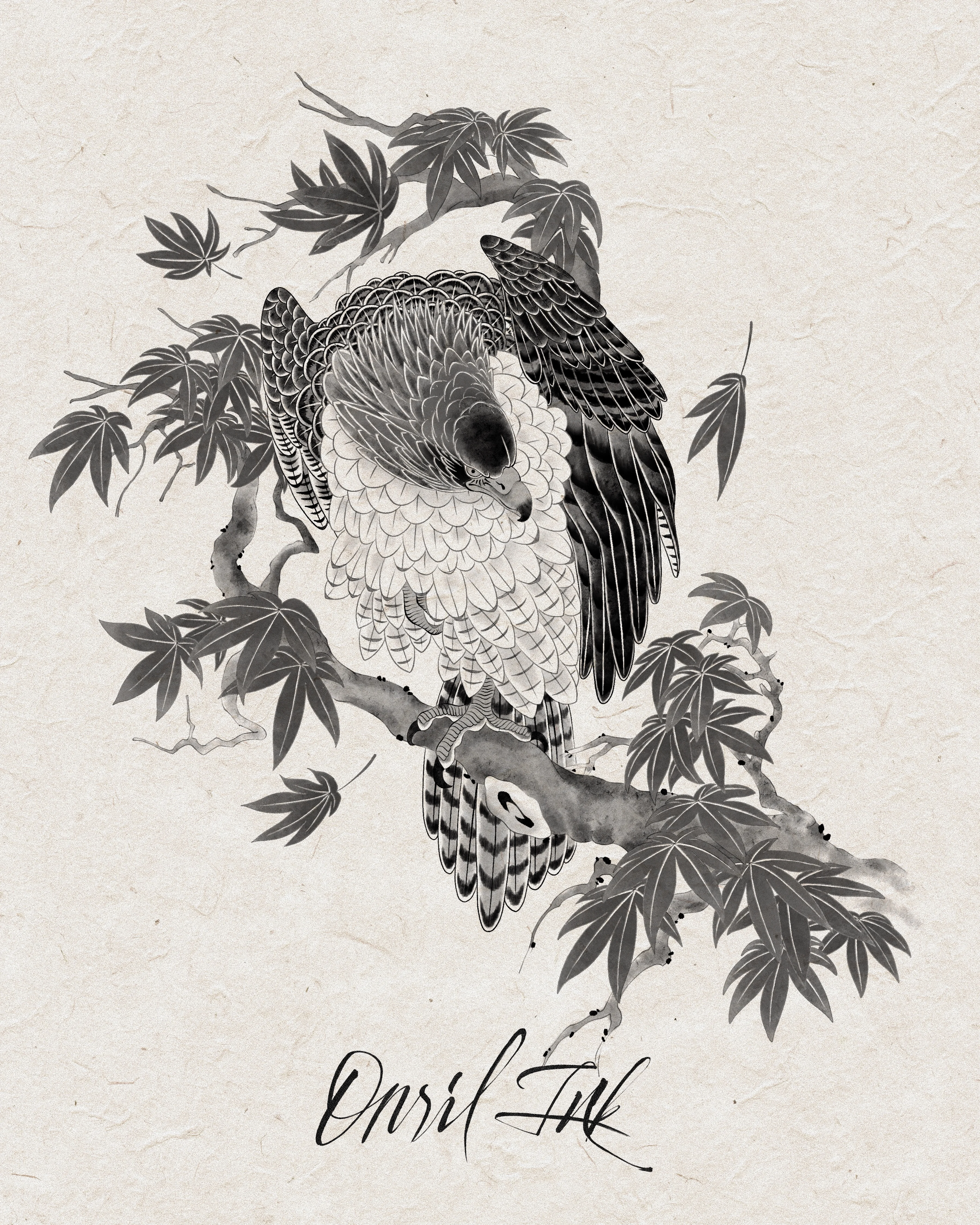 Eagle & Red Maple — mono variant